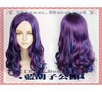Mal Descendants 3 violet longue perruque bouclée Costume de Cosplay cheveux synthétiques droits résistants à la chaleur + bonnet de perruque gratuit