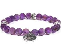 Mala/bracelet d'améthyste élastique avec Bouddha -- 0.8 cm