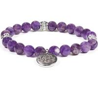 Mala/bracelet d'améthyste élastique avec lotus -- 0.8 cm