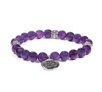 Mala/bracelet d'améthyste élastique avec Om -- 0.8 cm