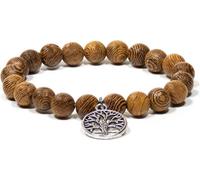 Mala/bracelet en bois de wengé élastique Arbre de vie -- 0.8 cm