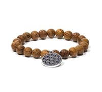 Mala/bracelet en bois de wengé élastique Fleur de vie -- 0.8cm