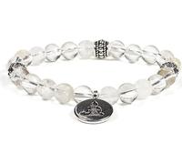 Mala/bracelet en cristal de roche élastique avec Bouddha -- 0.8 cm