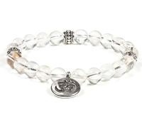 Mala/bracelet en cristal de roche élastique avec Om -- 0.8 cm