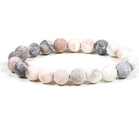 Mala/bracelet zèbre jaspe rose élastique -- 0.8 cm