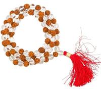 Mala cristal de roche/rudraksha qualité AA + sac -- 0.8 cm