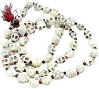 Mala de prière en forme de crâne sculpté Nar Mund Mala Jaap Mala de prière de la déesse Kali 54 + 1 Blanc Nar Mund Mala Chaîne Cadeau religieux pour Unisexe (adulte) - 71,1 cm (environ), Medium,
