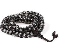 Mala en os noir et blanc 108 perles + perle de Guru -- 0,8 cm