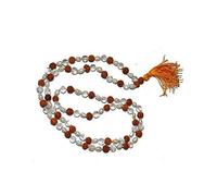 Mala Japa Rudraksha, Sphatik et Moti Marron 108+1 Perles pour Homme Femme