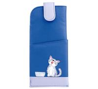 Mala Leather 5117 99 Ziggy Cat Étui à lunettes en cuir souple avec languette large pour femme, bleu, taille unique