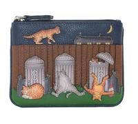 Mala Leather Alley Cats Porte-monnaie et cartes - Portefeuille en cuir véritable avec protection RFID, emplacements pour cartes et sac à poussière - Chat tomcat, roux et gris - 12 × 9,5 × 1 cm, bleu