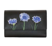 Mala Leather Amana Cornflower Garden Portefeuille en cuir avec protection RFID, 9 emplacements pour cartes, fenêtre pour carte d'identité, poche zippée pour pièces de monnaie, sac à poussière inclus