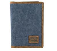 Mala Leather Canvas & Hunter Étui de passeport RFID en cuir avec 4 emplacements pour cartes, fenêtre pour carte d'identité et poche zippée Motif cactus 14 x 10 x 1,5 cm, denim, Taille unique