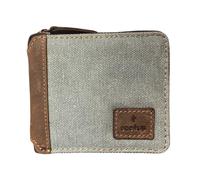 Mala Leather Canvas & Hunter Portefeuille en cuir avec fermeture éclair autour - Protection RFID, 6 emplacements pour cartes, compartiment pour billets, poche zippée pour pièces de monnaie, fenêtre