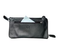 Mala Leather Étui à lunettes à double fermeture éclair pour 2 paires de lunettes - Cuir véritable souple avec chiffon de nettoyage et poche avant zippée - 19 × 10 × 2 cm - Soin de la vision, Noir