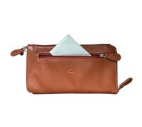 Mala Leather Étui à lunettes à double fermeture éclair pour 2 paires de lunettes - Cuir véritable souple avec chiffon de nettoyage et poche avant zippée - 19 × 10 × 2 cm - Soin de la vision, peau