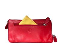 Mala Leather Étui à lunettes à double fermeture éclair pour 2 paires de lunettes - Cuir véritable souple avec chiffon de nettoyage et poche avant zippée - 19 × 10 × 2 cm - Soin de la vision, Rouge