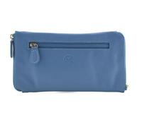 Mala Leather Étui à lunettes à double fermeture éclair pour 2 paires de lunettes - Cuir véritable souple avec chiffon de nettoyage et poche avant zippée - 19 × 10 × 2 cm - Soin de la vision, blueberry