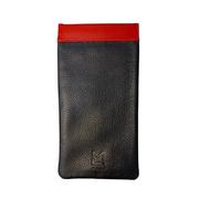 Mala Leather Étui à lunettes en cuir véritable bicolore avec fermeture à pression, bleu marine/rouge, wide fit