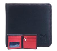 Mala Leather Hudson Portefeuille fin avec poche pour pièces de monnaie - Portefeuille pour homme en cuir souple protégé RFID à deux volets avec section zippée pour pièces de monnaie, fenêtre pour