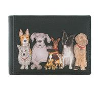 Mala Leather Kennel Crew ID & Card Holder - Portefeuille en cuir véritable protégé RFID avec applications de chien - Inserts amovibles pour cartes, carte d'identité ou carte de bus - 10 × 7 × 1 cm