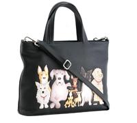 Mala Leather Kennel Crew Multiway Grab Bag - Sac à main en cuir véritable avec applications de chien - Sangle amovible, intérieur organisé et sac à poussière cadeau - 30 × 23 × 8 cm