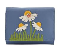 Mala Leather Peony Ladybird & Daisy Portefeuille à trois volets en cuir véritable pour femme avec RFID - Applique florale, emplacements pour cartes, fenêtre pour carte d'identité et poche zippée pour