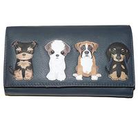 Mala Leather Porte-monnaie en cuir souple Motif chiens assis