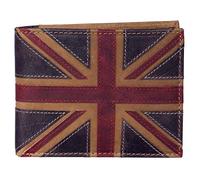 Mala Leather Portefeuille RFID Union Jack pour homme - Portefeuille en cuir marron de qualité supérieure avec poche pour pièces de monnaie, sections pour billets et emplacements pour cartes - Blocage