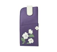 Mala Leather Sakura Étui à lunettes en cuir souple avec large languette pour femme Motif floral, violet, Wide fit