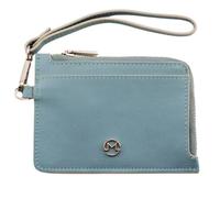 Mala Leather The Looplet Petit portefeuille en cuir véritable avec sangle amovible, protection RFID, emplacements pour cartes, fenêtre pour carte d'identité et poche pour pièces de monnaie, bleu acier