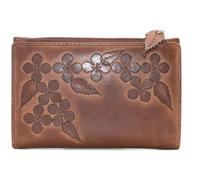 Mala Leather Wild Bloom Portefeuille compact classique en cuir avec protection RFID - 5 emplacements pour cartes, fenêtre pour carte d'identité, billets et pièces de monnaie - 11 x 8,5 x 3 cm, peau