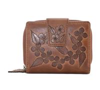 Mala Leather Wild Bloom Portefeuille en cuir véritable avec motif floral avec fleurs appliquées - Protection RFID, 4 emplacements pour cartes, fenêtres pour carte d'identité et poche pour pièces de