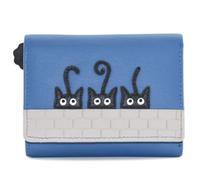 Mala Peek-a-Boo Petit sac à main à trois volets en cuir véritable avec protection RFID, emplacements pour cartes et sac à poussière cadeau - 11 × 9 × 2,5 cm, bleu, S, Moderne