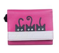 Mala Peek-a-Boo Petit sac à main à trois volets en cuir véritable avec protection RFID, emplacements pour cartes et sac à poussière cadeau - 11 × 9 × 2,5 cm, rose, S, Moderne