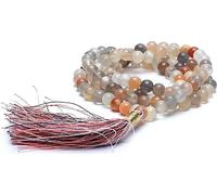 Mala pierre de lune qualité AA 108 perles + pochette -- 0.6 cm