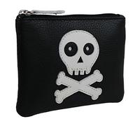 Mala Porte-monnaie en cuir à fermeture éclair pour garçon/homme Motif tête de mort