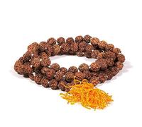 Mala Rudraksha 108 perles avec pompon orange -- 0.8 cm