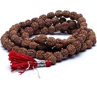 Mala Rudraksha 108 perles avec pompon rouge -- 1 cm