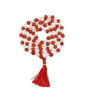 Mala Rudraksha Moti naturel à 5 visages 108 + 1 (6 mm) avec perles nouées - Certifié en laboratoire - Rudraksha avec perles - B07KT4RW-DNM