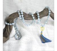 Mala yoga méditation aigue marine topaze