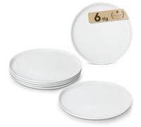 MALACASA Ø 26 cm Assiettes Plates en Porcelaine, Lot de 6 Blanche Grande Service Assiette 6 Personnes pour Pâtes, Salade, Dessert, Steak, Fruits - Série LEXI