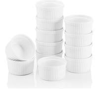 Malacasa 12pcs Ramequin Moule à Soufflé Crème Brulée Muffin Bol Porcelaine 3.5""/9*9*5cm Petit!