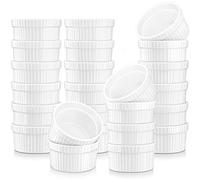MALACASA 24 Mini Ramequins et Moules à Soufflé en Céramique pour Four, Ramequin Creme Brulee, Petit Bols à Sauce Yaourt en Porcelaine, 55ml, Blanc Ivoire