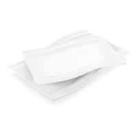 MALACASA 2pcs Assiette Plate Plat Hors-D'Oeuvre Dessert Rectangulaire en Porcelaine Service de Table, 33,5 * 22,5 * 2,5cm&28 * 19,5 * 2,5cm, Blanc