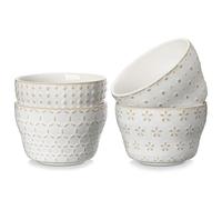 MALACASA 300ML Petits Bols en Grès, Lot de 4 Bols à Céréales pour Collations, Soupe, Dessert, Fruits, Salade - Série LYDIA