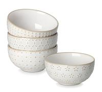 MALACASA 420ML Bol à Salade en Grès, Lot de 4 Bol Petit Dejeuner pour Céréales, Soupe, Dessert, Fruits, Ramen, Riz - Série LYDIA