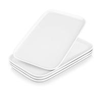 MALACASA Assiettes Rectangulaires en Porcelaine, 4 Grandes Assiettes à Dessert Rectangulaire 30.7 x 18.5 cm, Plateau Aperitif Blanches en Céramique pour Repas Dîner Salon Dessert Sushis, Série Plat