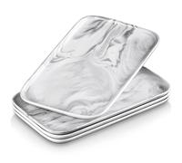 MALACASA Assiettes Rectangulaires en Porcelaine, 4 Grandes Assiettes Plates Marbre pour Repas Dîner Salon, Plats et Plateaux de Service en Céramique pour Dessert Sushis 30 x 18cm, Série PLAT