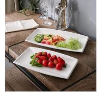Malacasa BLANCE Set de 2 Assiette de Présentation Plate Rectangulaire Porcelaine Plat de Service Table Vaisselles
